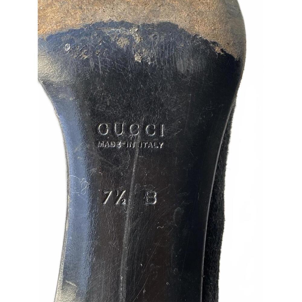Gucci Black Suede Pointed Toe Bootie Heels 7.5/37.5 Pull On - Picture 8 of 9